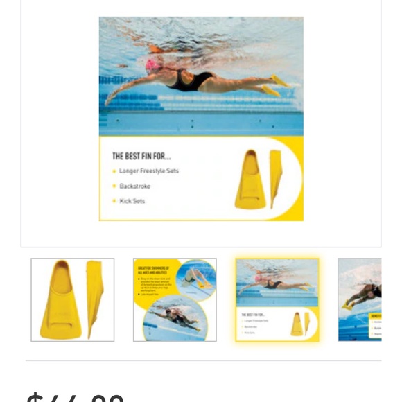 Finis Zoomers Gold Fins Size E - Picture 4 of 5